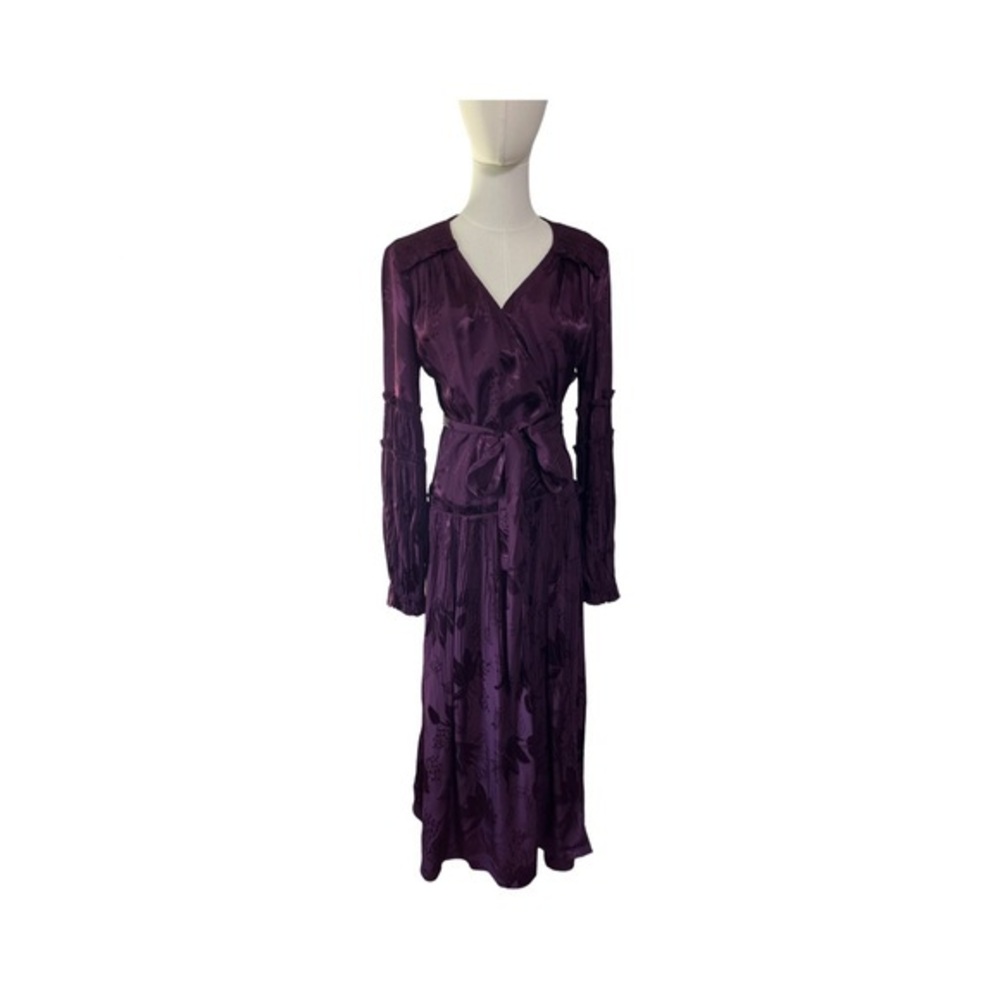 NWT Anthropologie Wrap Dress Eggplant Purple Color Women’s Sizes Med And Small - Picture 2 of 11